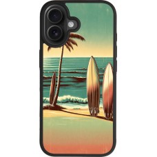 Coque iPhone 17 - Silicone rigide noir Surf Paradise
