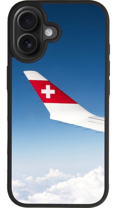 Coque iPhone 17 - Silicone rigide noir Fête Nationale Suisse Sky Swiss Flag