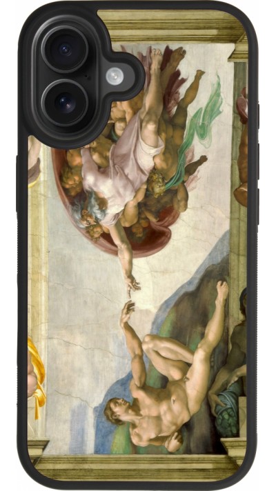 Coque iPhone 17 - Silicone rigide noir Tableau art - La Création d’Adam - Michel-Ange