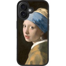 Coque iPhone 17 - Silicone rigide noir Tableau art - La Jeune fille à la perle - Johannes Vermeer