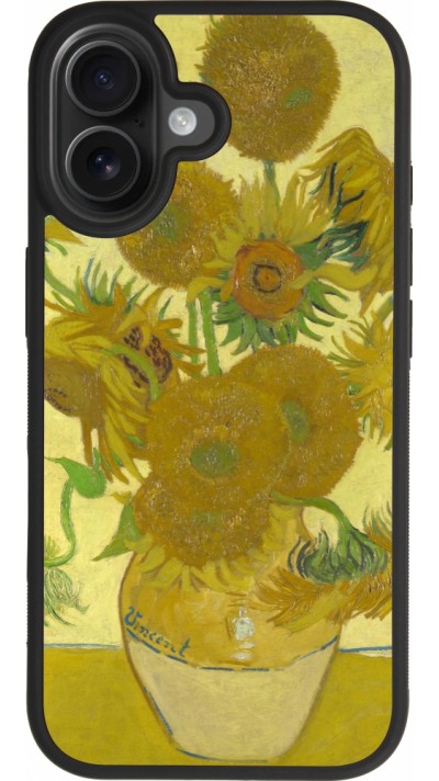 Coque iPhone 17 - Silicone rigide noir Tableau art - Les Tournesols - Van Gogh
