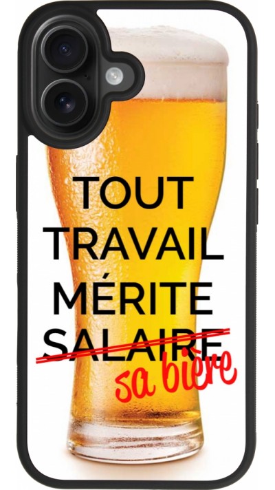 Coque iPhone 17 - Silicone rigide noir Tout travail mérite sa bière
