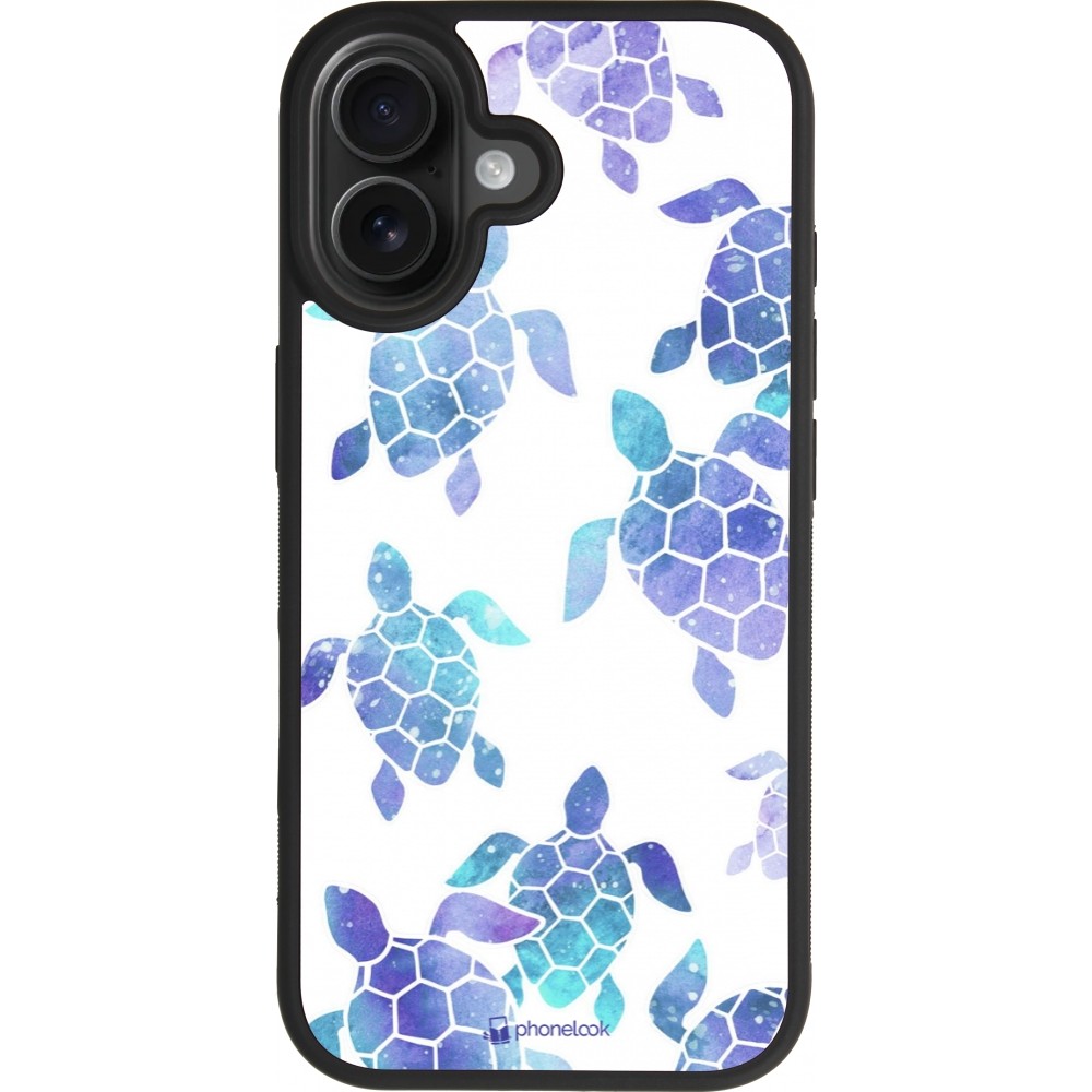 iPhone 17 Case Hülle - Silikon schwarz Turtles pattern watercolor