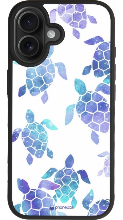 Coque iPhone 17 - Silicone rigide noir Turtles pattern watercolor