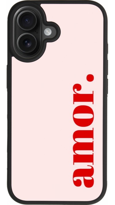Coque iPhone 17 - Silicone rigide noir Valentine 2024 amor