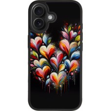 Coque iPhone 17 - Silicone rigide noir Valentine 2024 Coeur Noir Abstrait
