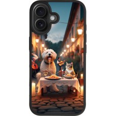 iPhone 17 Case Hülle - Silikon schwarz Valentin 2024 Hund & Katze Kerzenlicht