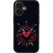 Coque iPhone 17 - Silicone rigide noir Valentine 2024 gothic love