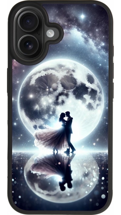 Coque iPhone 17 - Silicone rigide noir Valentine 2024 Love under the moon