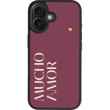 Coque iPhone 17 - Silicone rigide noir Valentine 2024 mucho amor rosado