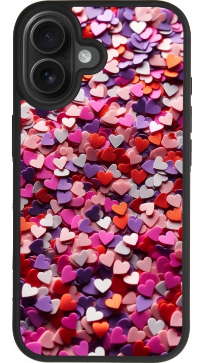 Coque iPhone 17 - Silicone rigide noir Valentine 2025 Confetti
