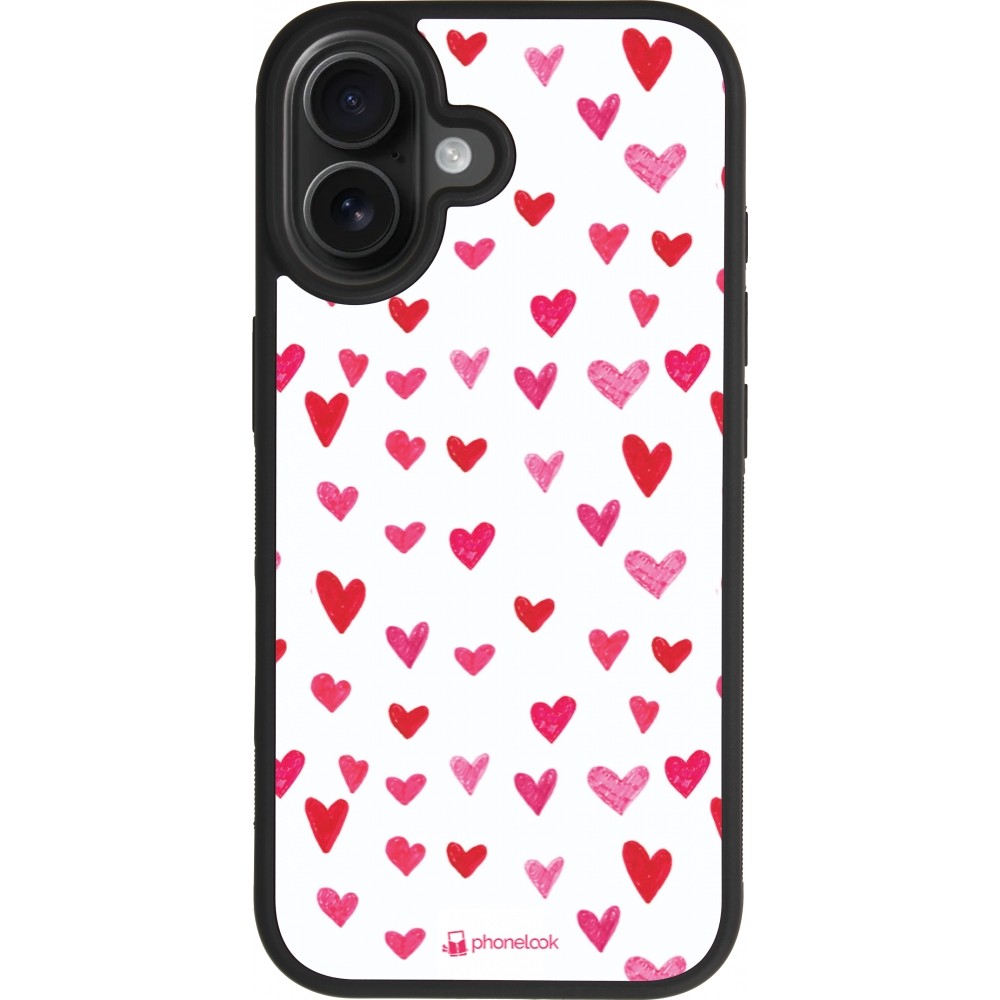 Coque iPhone 17 - Silicone rigide noir Valentine 2022 Many pink hearts
