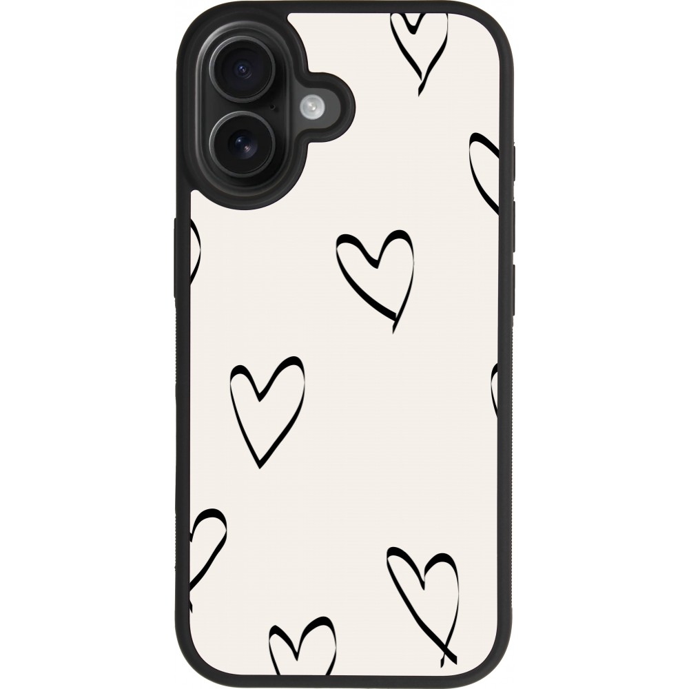Coque iPhone 17 - Silicone rigide noir Valentine 2023 minimalist hearts
