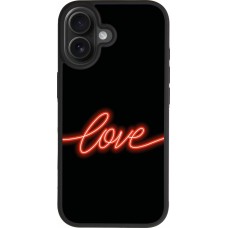 Coque iPhone 17 - Silicone rigide noir Valentine 2023 neon love