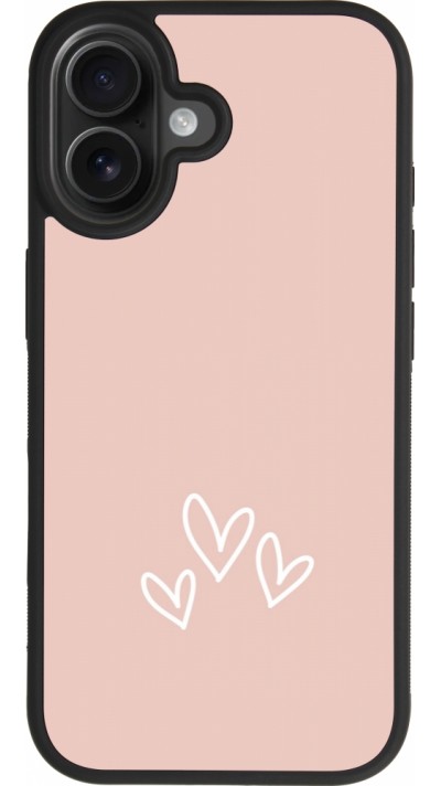 Coque iPhone 17 - Silicone rigide noir Valentine 2023 three minimalist hearts