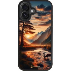 iPhone 17 Case Hülle - Silikon schwarz Tal Sonnenuntergang Hirsch Baum