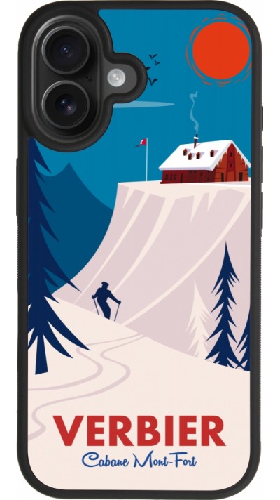Coque iPhone 17 - Silicone rigide noir Verbier Cabane Mont-Fort