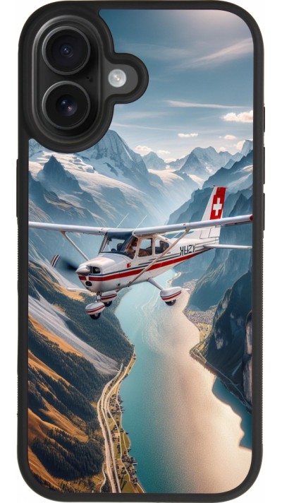 Coque iPhone 17 - Silicone rigide noir Vol Alpin Suisse