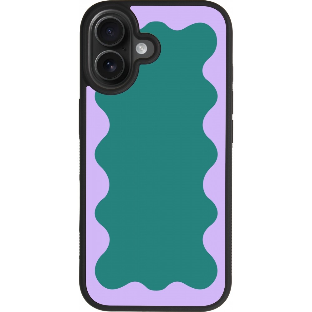 iPhone 17 Case Hülle - Silikon schwarz Wavy Rectangle Green Purple