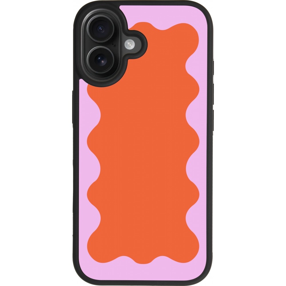 iPhone 17 Case Hülle - Silikon schwarz Wavy Rectangle Orange Pink