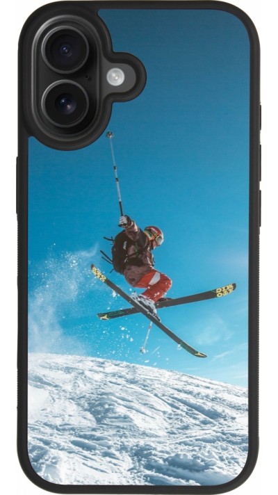 Coque iPhone 17 - Silicone rigide noir Winter 22 Ski Jump