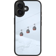 Coque iPhone 17 - Silicone rigide noir Winter 22 ski lift