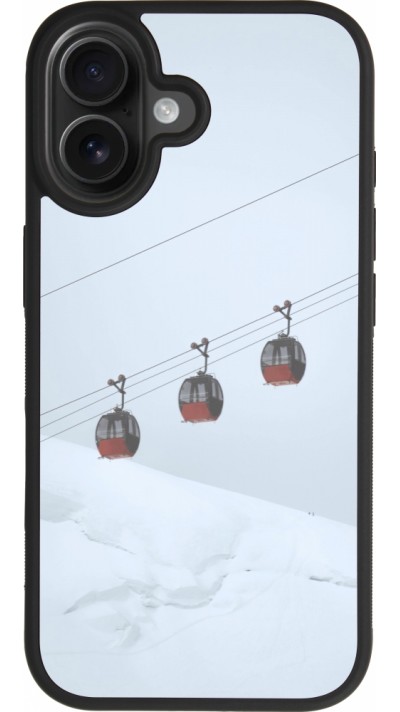 Coque iPhone 17 - Silicone rigide noir Winter 22 ski lift