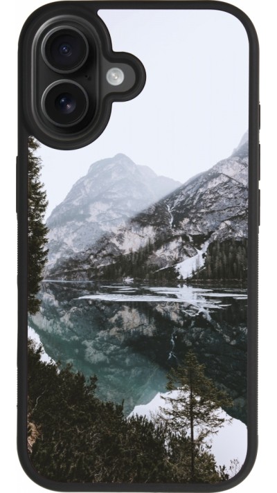 Coque iPhone 17 - Silicone rigide noir Winter 22 snowy mountain and lake