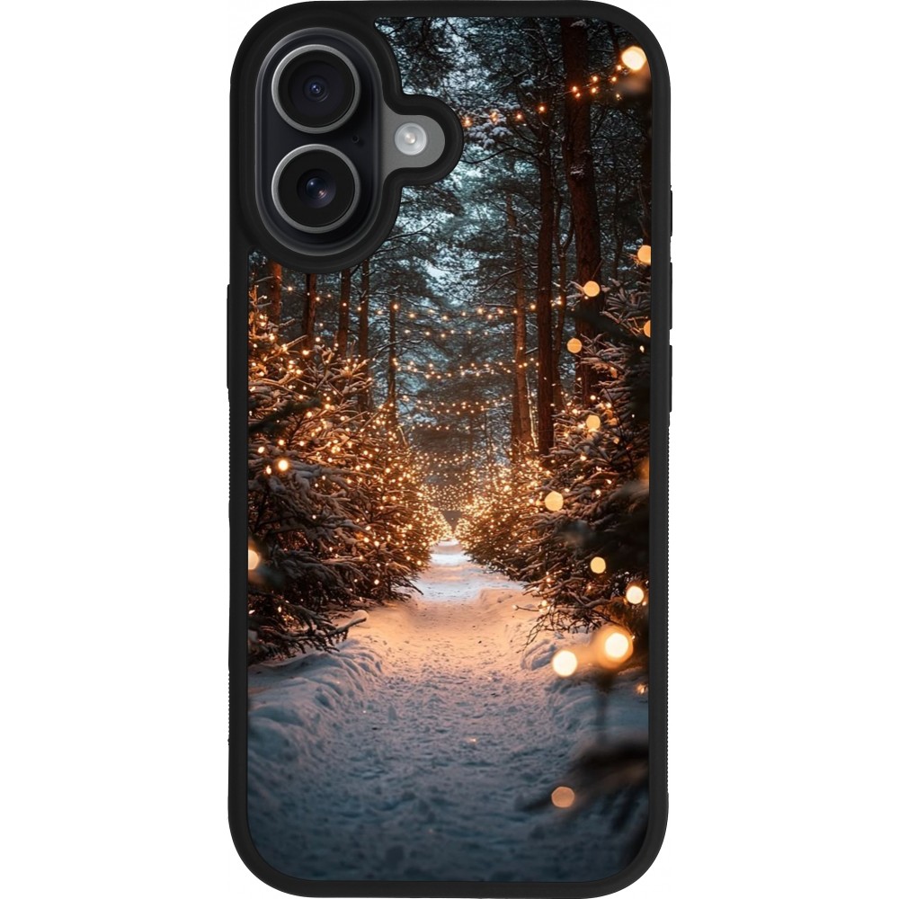 iPhone 17 Case Hülle - Silikon schwarz Winter 25 Winter snowy road