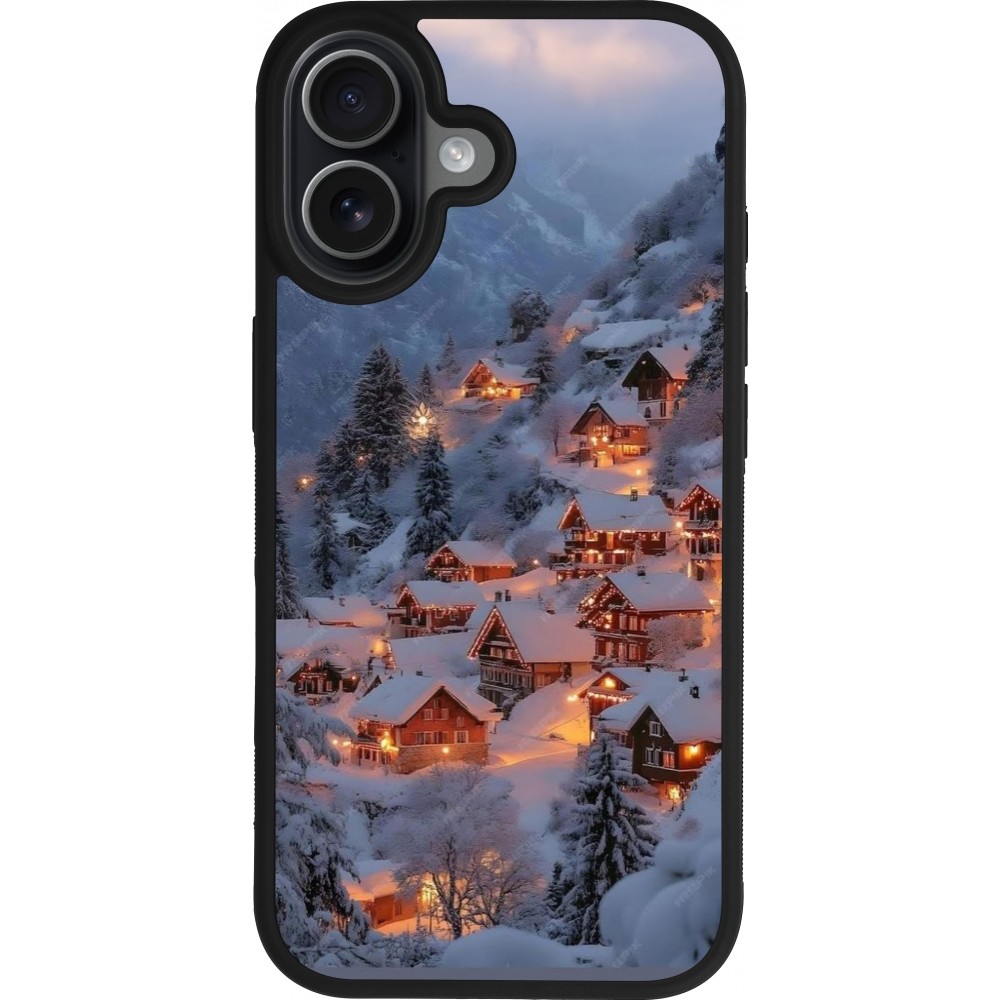 iPhone 17 Case Hülle - Silikon schwarz Winter 25 Winter snowy village