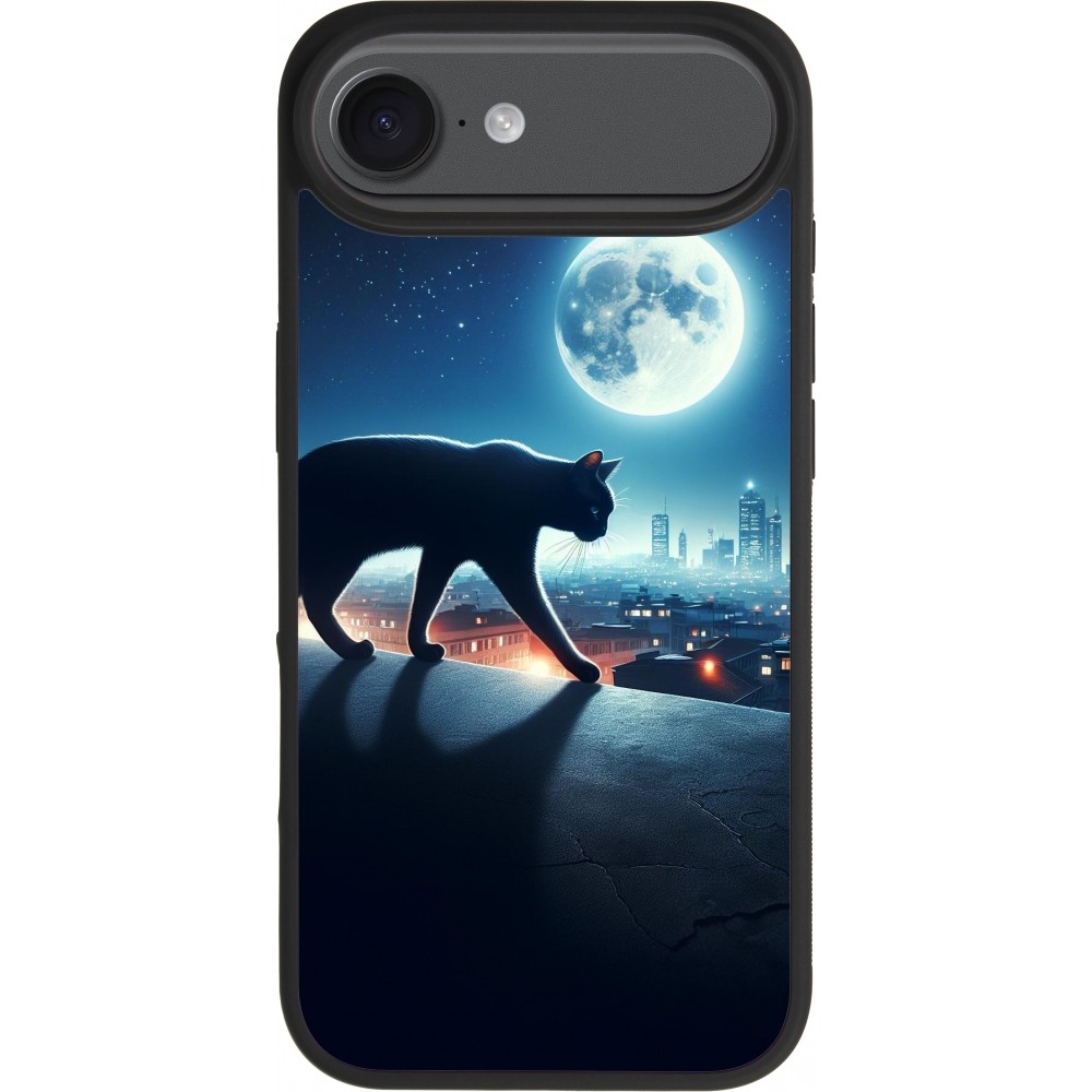 iPhone Air Case Hülle - Silikon schwarz Schwarze Katze unter dem Vollmond