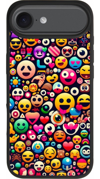 iPhone Air Case Hülle - Silikon schwarz Emoji Mix Farbe iPhone Air Case Hülle - Silikon schwarz Emoji Mix Farbe