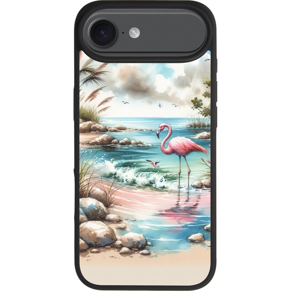 iPhone Air Case Hülle - Silikon schwarz Flamingo Aquarell