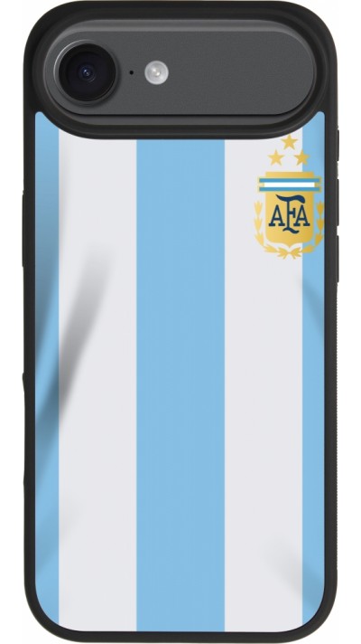 Coque iPhone Air - Silicone rigide noir Maillot de football Argentine 2022 personnalisable Coque iPhone Air - Silicone rigide noir Maillot de football Argentine 2022 personnalisable