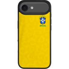 Coque iPhone Air - Silicone rigide noir Maillot de football Brésil 2022 personnalisable