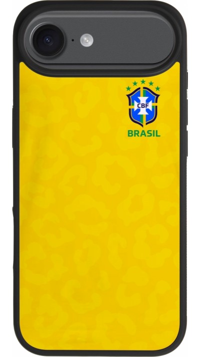 Coque iPhone Air - Silicone rigide noir Maillot de football Brésil 2022 personnalisable Coque iPhone Air - Silicone rigide noir Maillot de football Brésil 2022 personnalisable