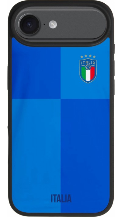 Coque iPhone Air - Silicone rigide noir Maillot de football Italie 2022 personnalisable