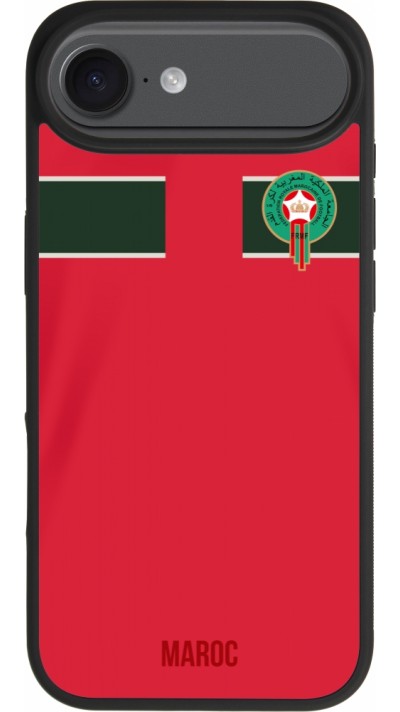 Coque iPhone Air - Silicone rigide noir Maillot de football Maroc 2022 personnalisable