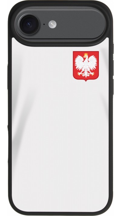 Coque iPhone Air - Silicone rigide noir Maillot de football Pologne 2022 personnalisable