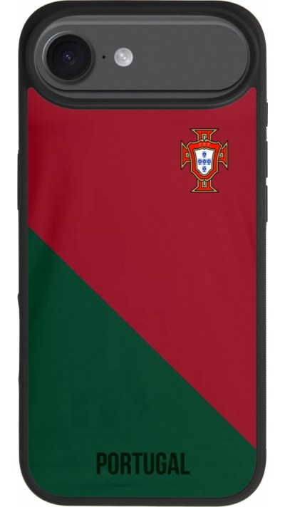 Coque iPhone Air - Silicone rigide noir Maillot de football Portugal 2022
