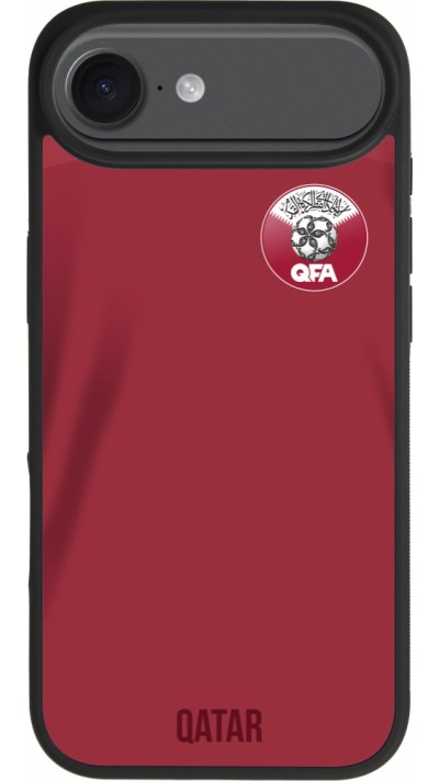 Coque iPhone Air - Silicone rigide noir Maillot de football Qatar 2022 personnalisable