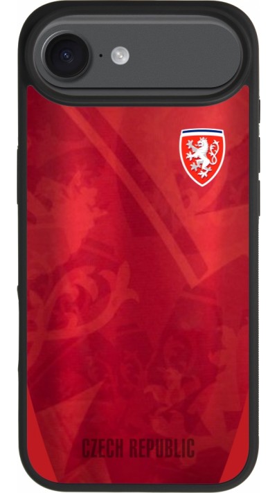 Coque iPhone Air - Silicone rigide noir Maillot de football République Tchèque personnalisable