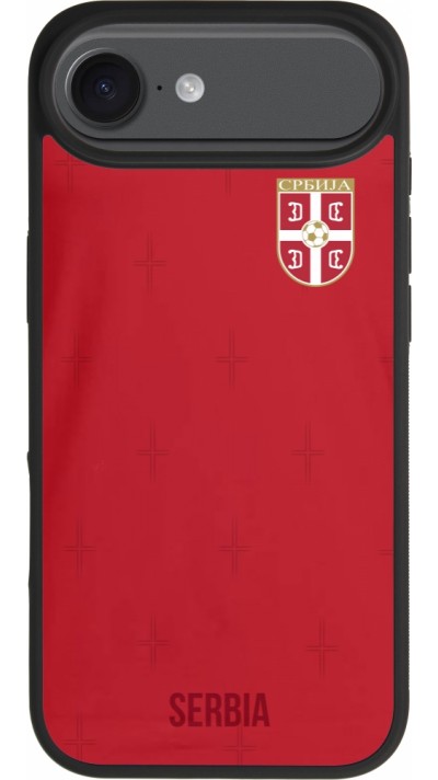 Coque iPhone Air - Silicone rigide noir Maillot de football Serbie 2022 personnalisable