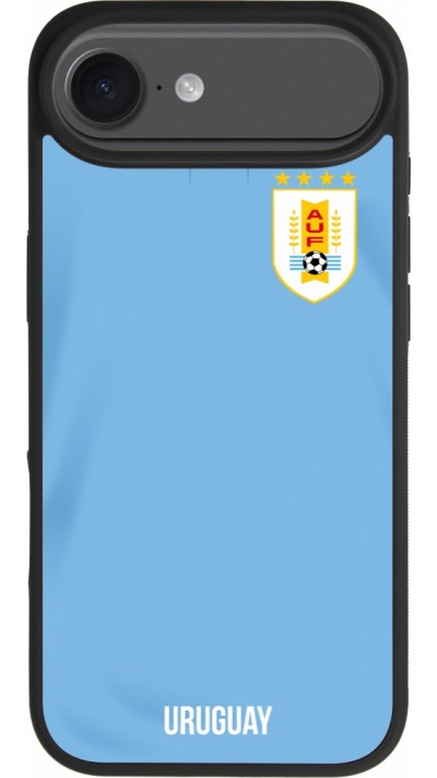 Coque iPhone Air - Silicone rigide noir Maillot de football Uruguay 2022 personnalisable