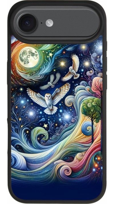iPhone Air Case Hülle - Silikon schwarz Fliegender Blumen-Eule iPhone Air Case Hülle - Silikon schwarz Fliegender Blumen-Eule