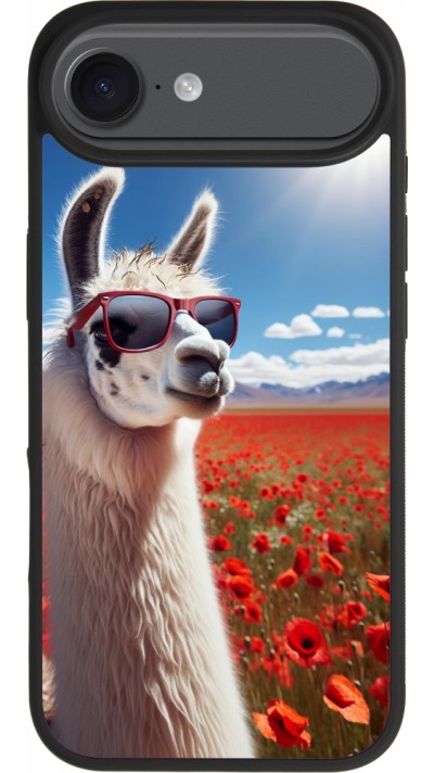 iPhone Air Case Hülle - Silikon schwarz Lama Chic in Mohnblume