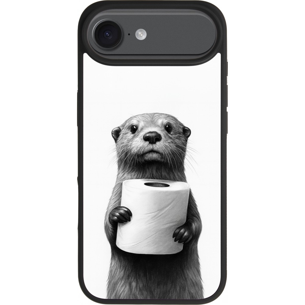 Coque iPhone Air - Silicone rigide noir Loutre papier de toilette