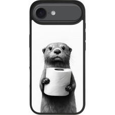 Coque iPhone Air - Silicone rigide noir Loutre papier de toilette