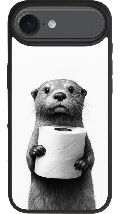 Coque iPhone Air - Silicone rigide noir Loutre papier de toilette Coque iPhone Air - Silicone rigide noir Loutre papier de toilette