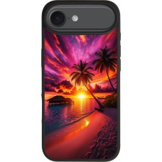 Coque iPhone Air - Silicone rigide noir Maldives Dusk Bliss